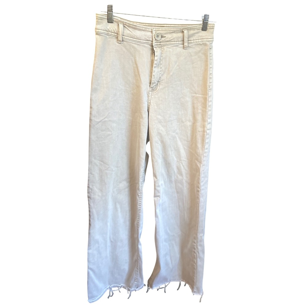 Oat New York Beige‎ Tan High Rise Stretch Wide Leg Jeans 8